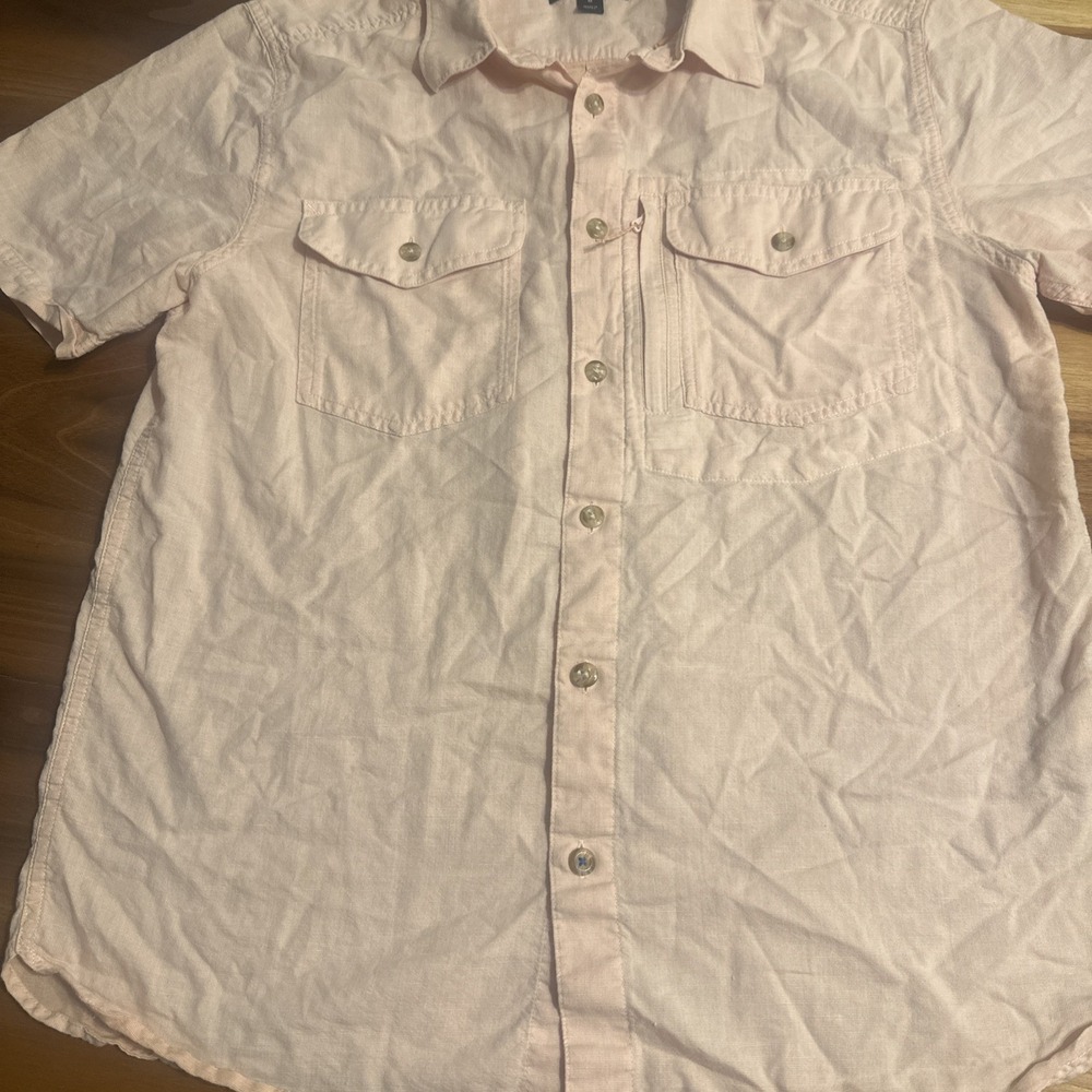 Patagonia Shirt Mens Med Light Pink Cayo Largo Hemp Lightweight Hike Camp Work